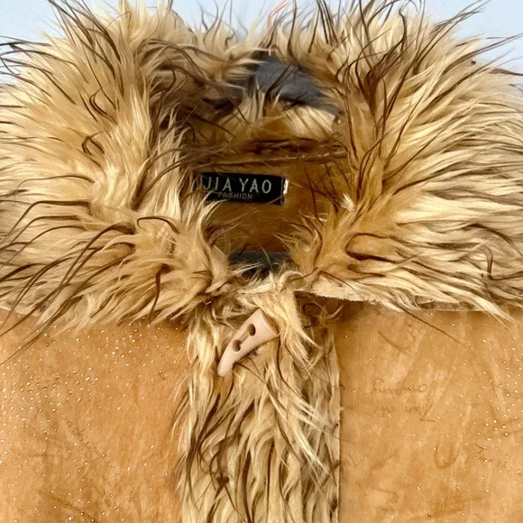 JIA YAO Penny Lane “Sparkle” Y2K Faux Suede Fur Women's Coat - Picture 3 of 10